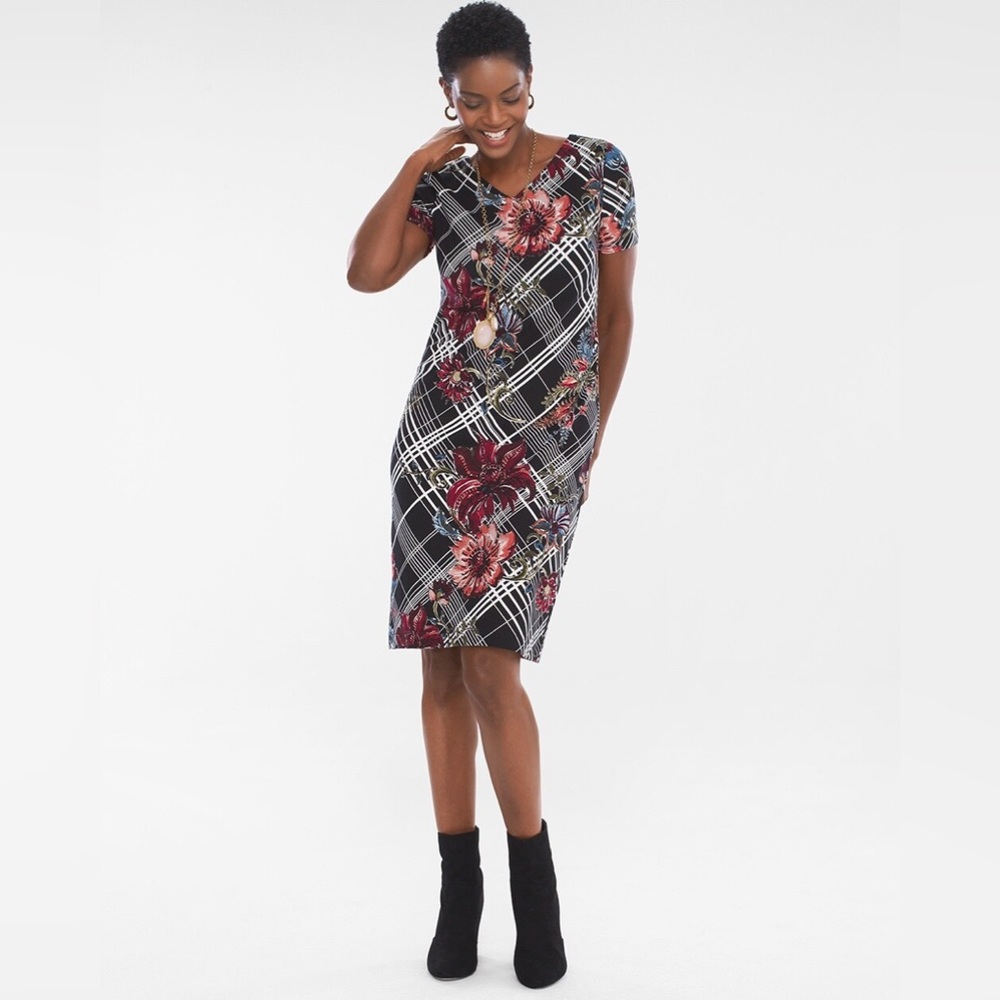 NWT Chico’s Floral Check Dress Size 3 (XL)